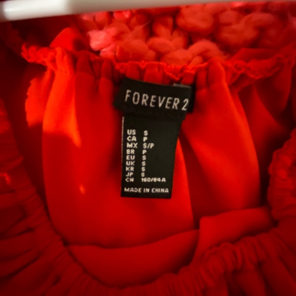 Off the Shoulder Ruffle Forever 21 Red Dress - Picture 4 of 4